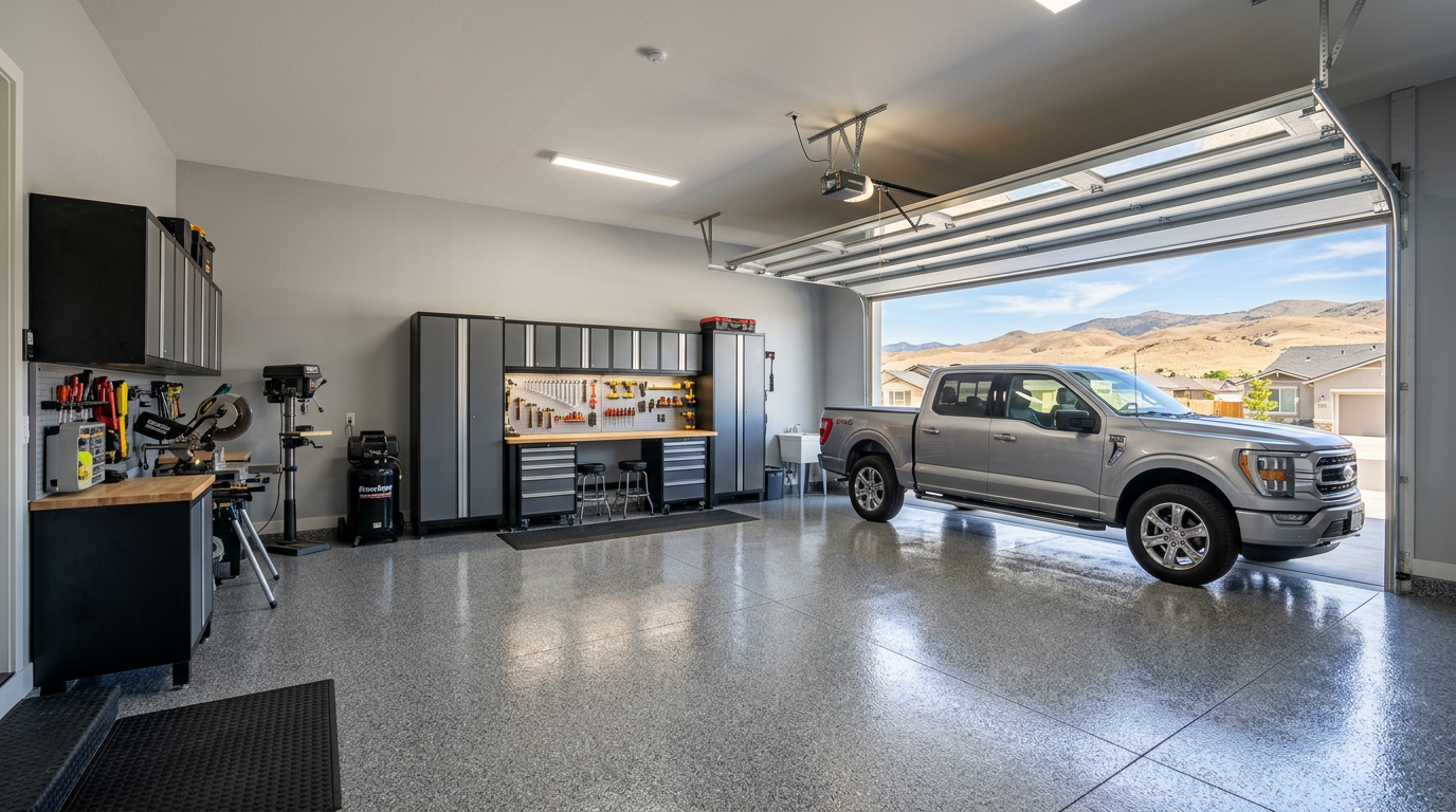 Finished coated garage